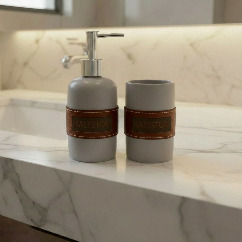 Set bagno Kalyston™ Porta sapone e porta spazzolini Incisione laser