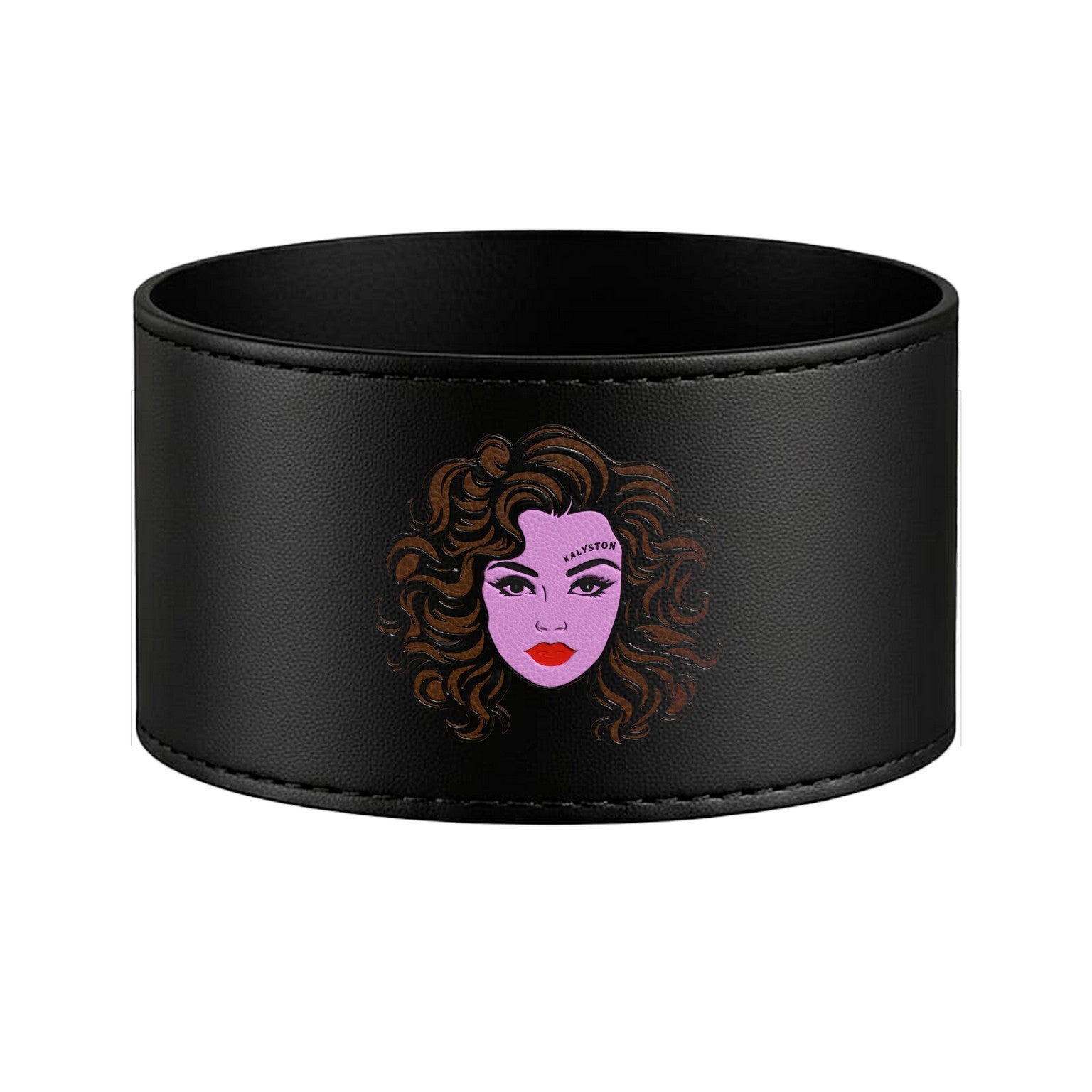 Set bagno Kalyston™ stile Pelle – Porta sapone e porta spazzolini con fascia stampata