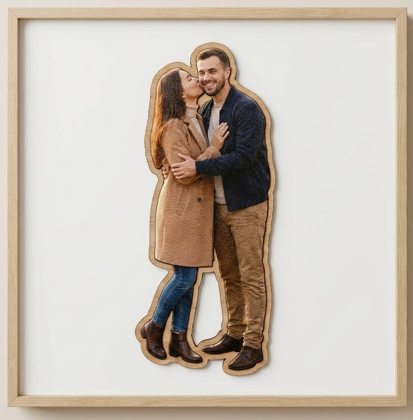Quadro in ecopelle con sagoma di legno con cornice(personalizzabile)