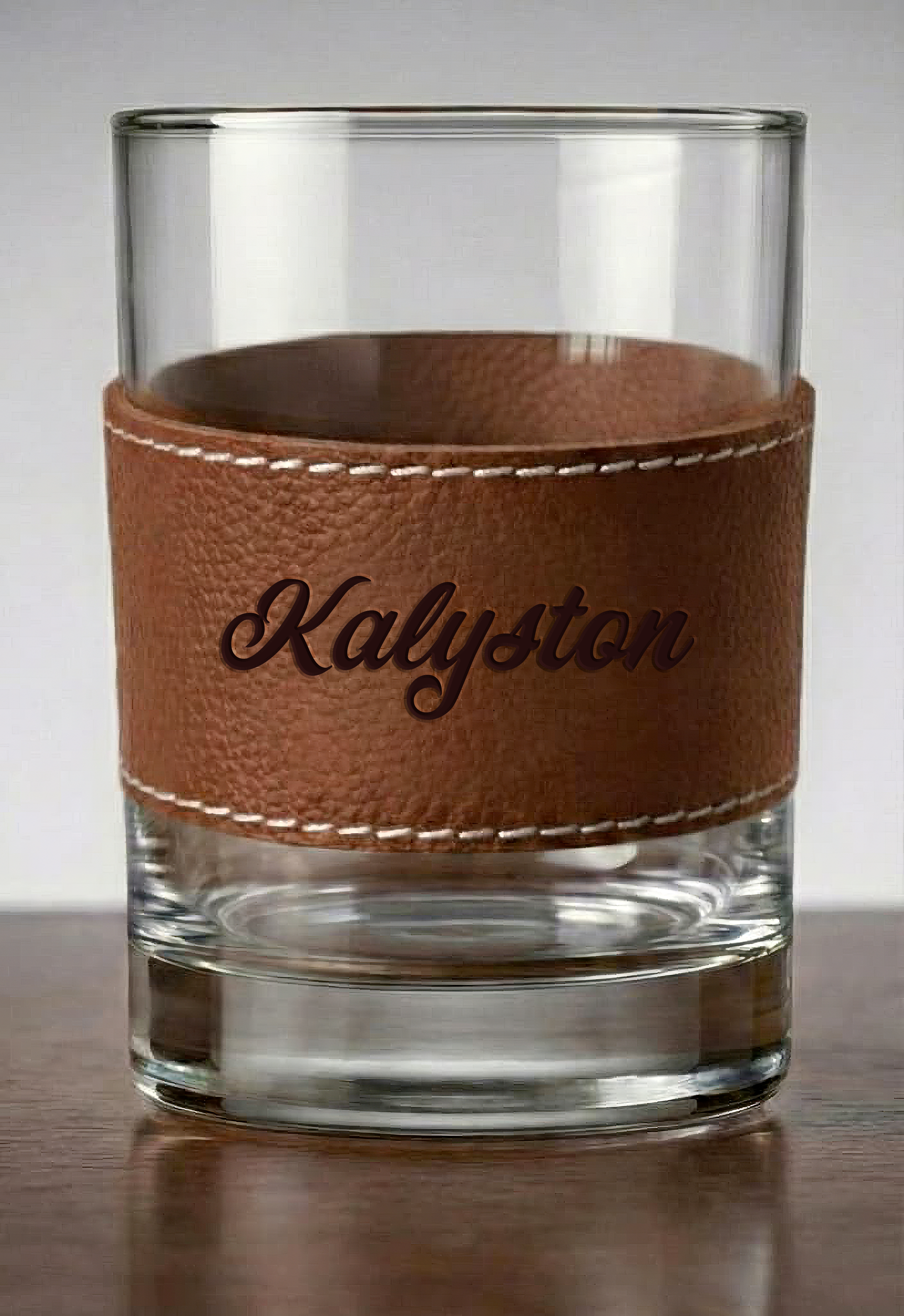 Bicchieri Kalyston™ con fascia in pelle rimovibile inciso laser(set 2 bicchieri)