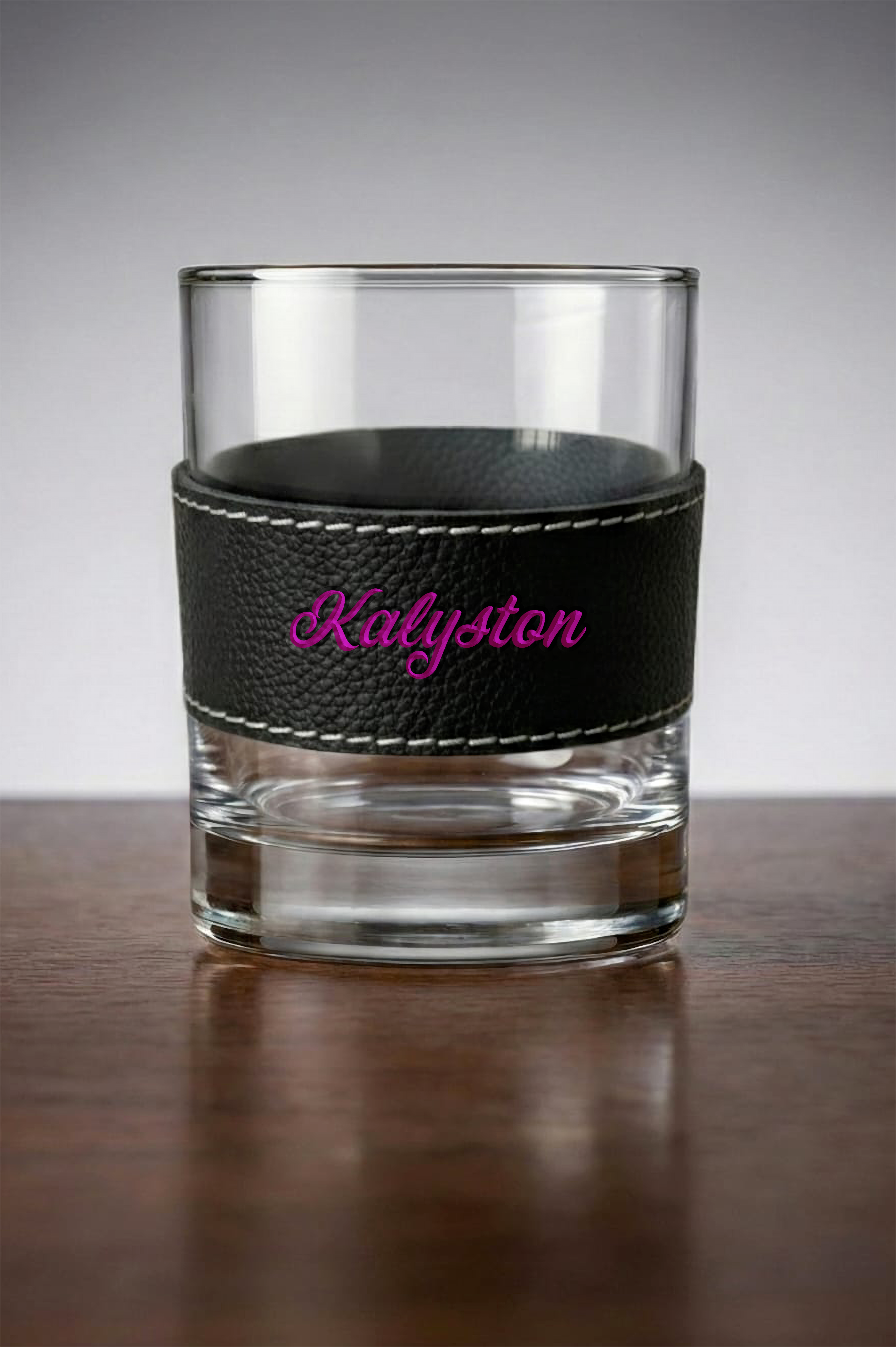 Bicchieri Kalyston™ con fascia in pelle rimovibile inciso laser(set 2 bicchieri)
