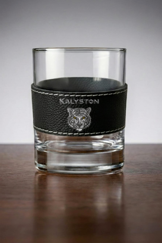 Bicchiere Kalyston™ con fascia in pelle rimovibile MetalArt (set 2 bicchieri)6stili