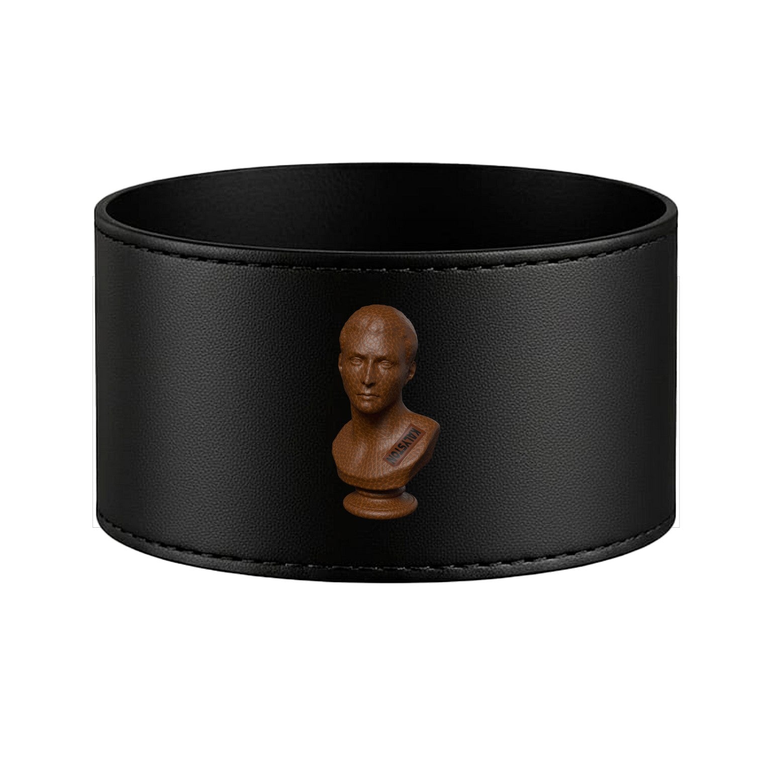 Set bagno Kalyston™ stile Pelle – Porta sapone e porta spazzolini con fascia stampata