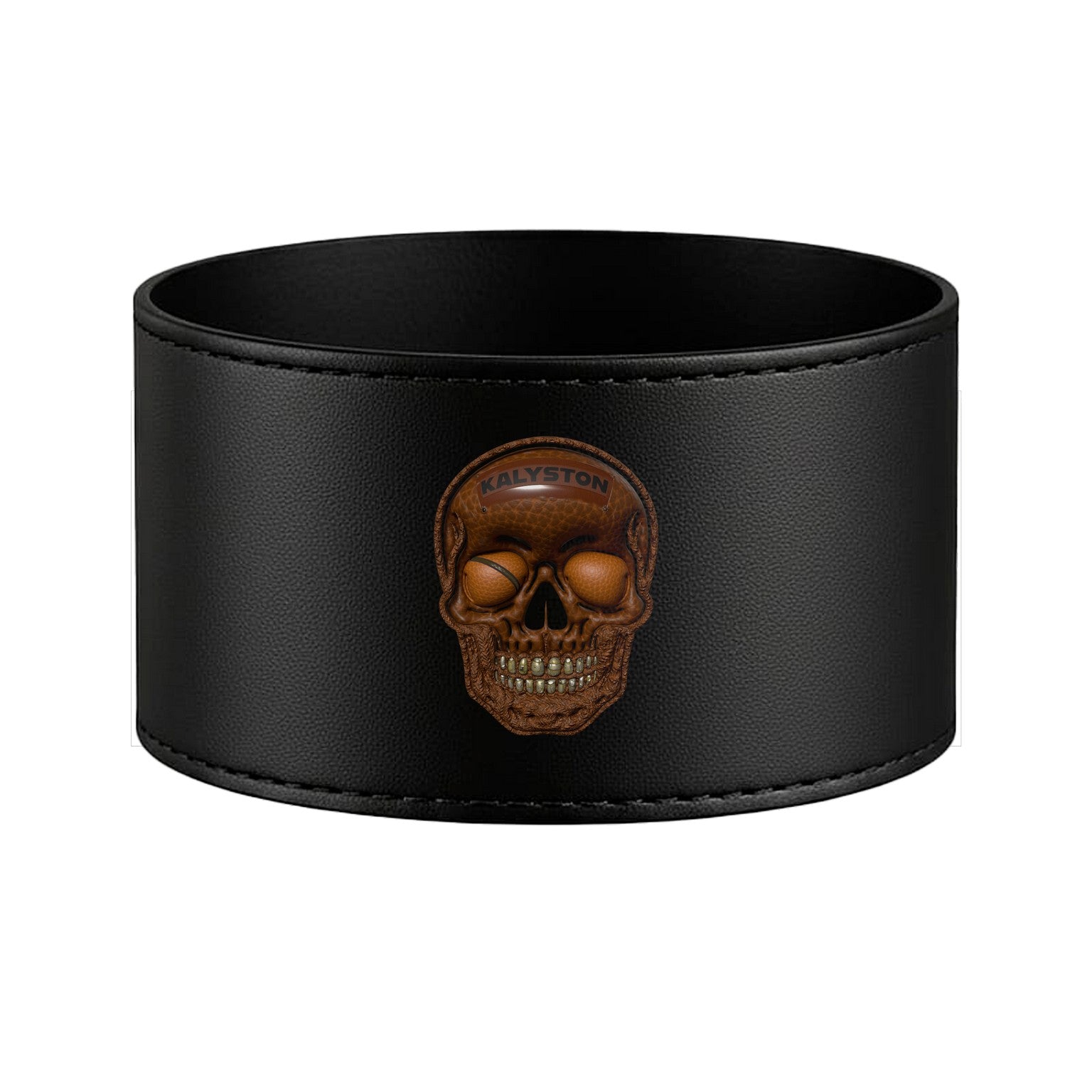 Set bagno Kalyston™ stile Pelle – Porta sapone e porta spazzolini con fascia stampata