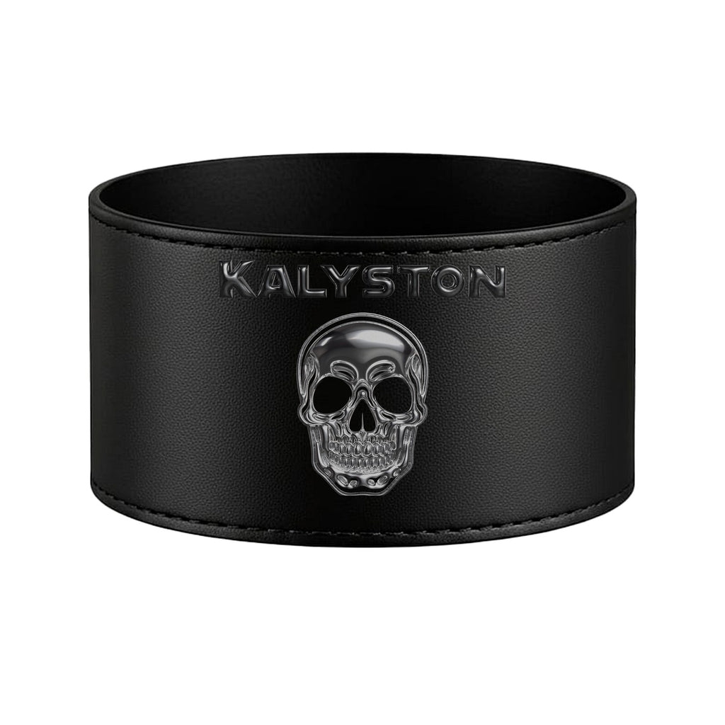 Set bagno Kalyston™ stile Metallo Cromato – Porta sapone e porta spazzolini con fascia stampata