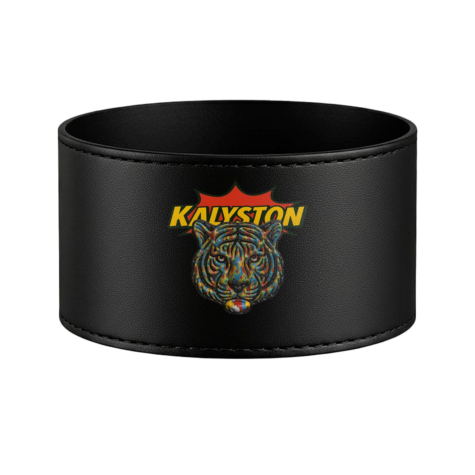 Set bagno Kalyston™ stile Pop Art – Porta sapone e porta spazzolini con fascia stampata